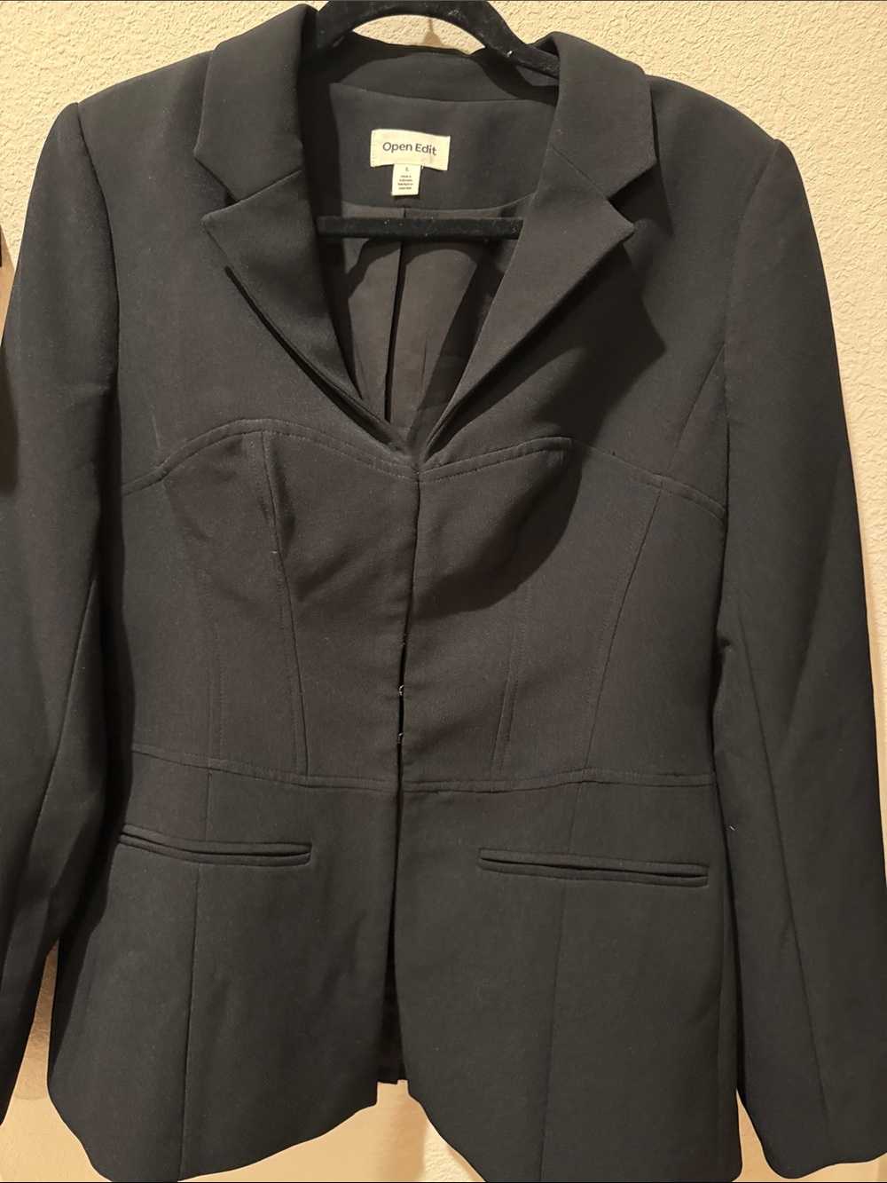 Open Edit Black Women's Fitted Blazer